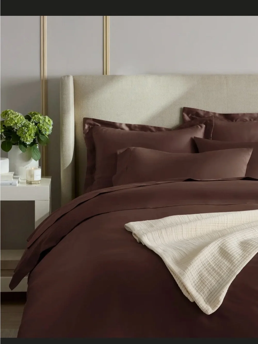 QUINCE GIZA COTTON SATEEN DUVET SET FULL/QUEEN ESPRESSO MSRP$220 NWOT